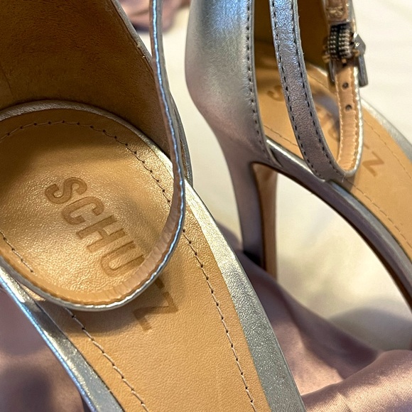 SCHUTZ Silver Sasha Lee High Heel Sandal size 8 - Picture 6 of 6